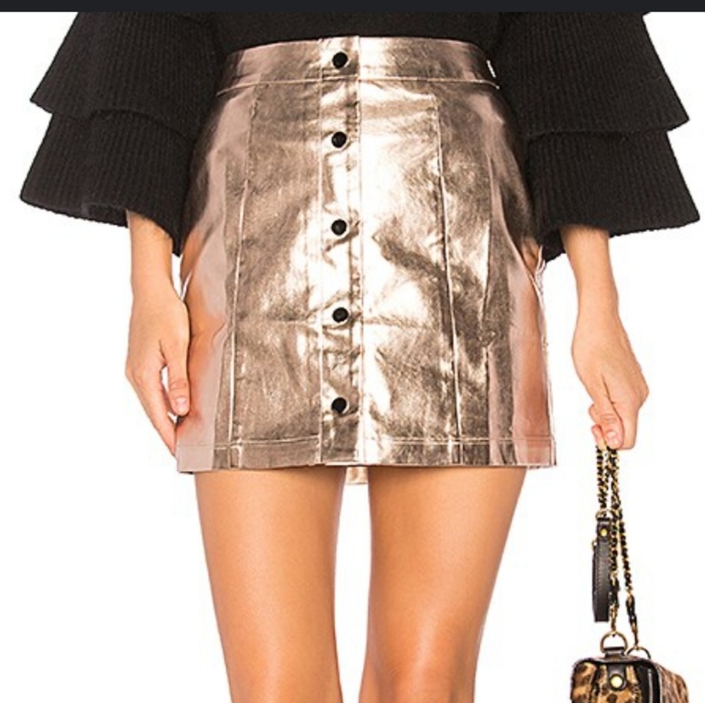 Revolve Enless Rose Faux leather Mini Skirt Rose Pearl A-line Size Medium